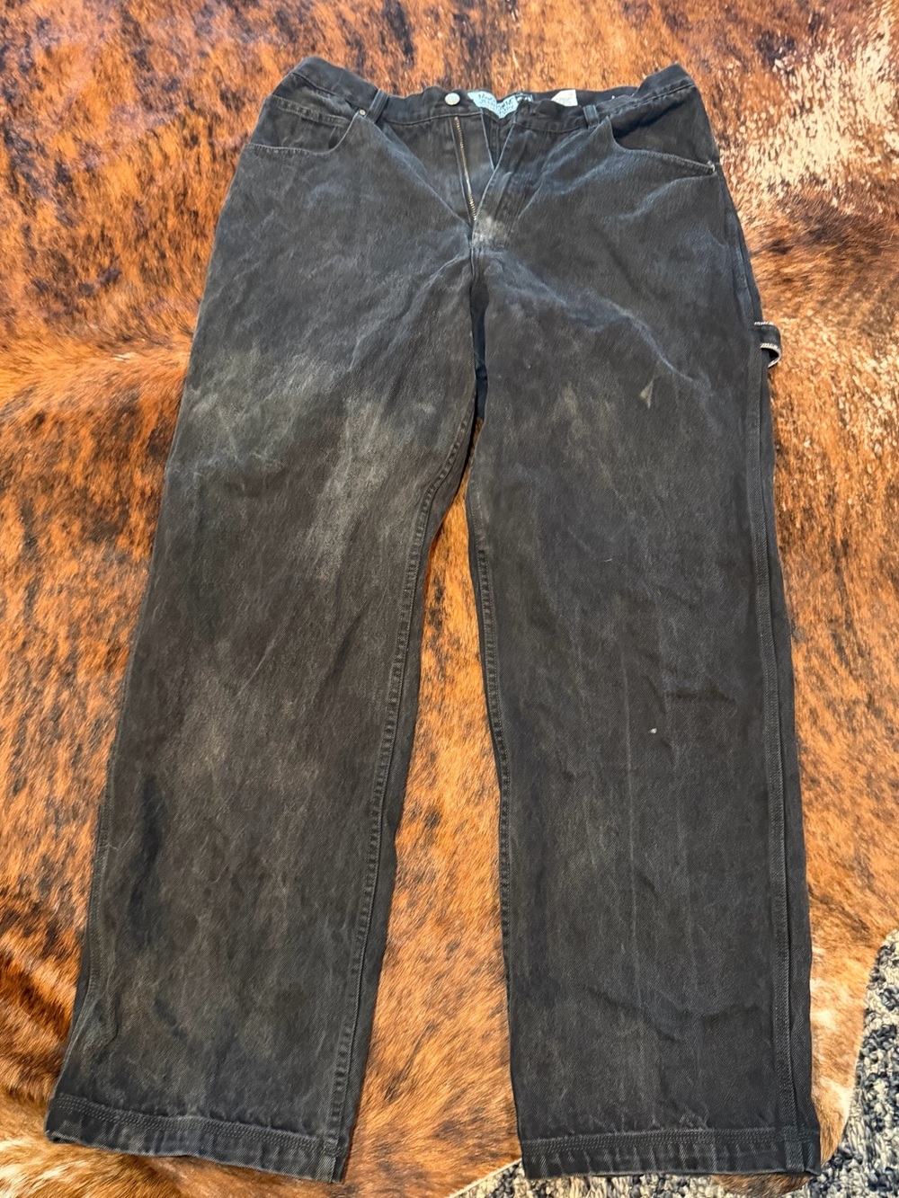 Mecca Y2K Baggy Black Denim Skater Jeans 38x32 Albert Triple Loose Fit Grunge